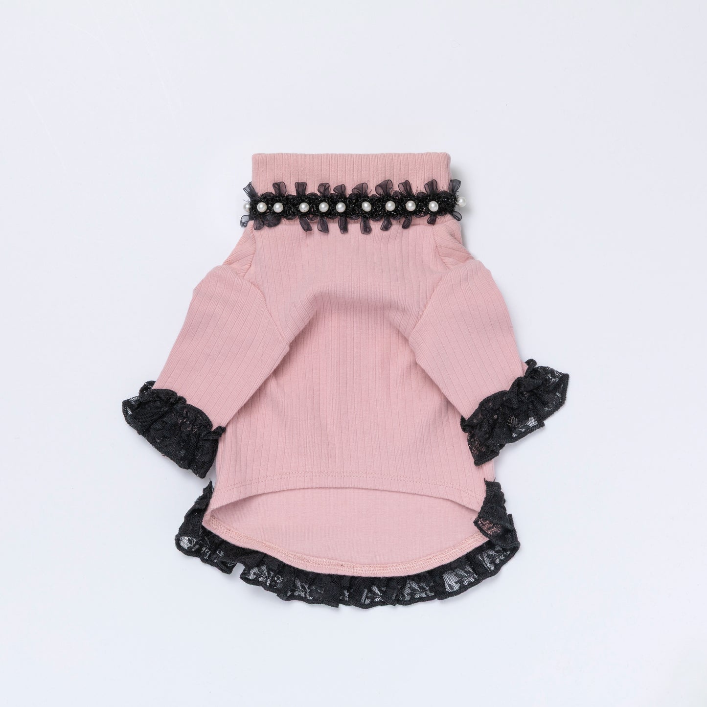 Ribbed turtle knit【Pink × Black】